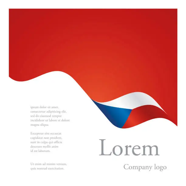Vector illustration of New brochure abstract design modular single pattern of wavy flag ribbon of Czech Republic