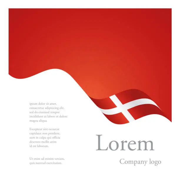 Vector illustration of New brochure abstract design modular single pattern of wavy flag ribbon of Denmark