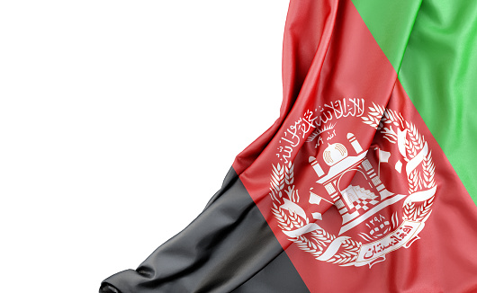 Flag of Afghanistan with empty space on the left. Isolated. 3D Rendering