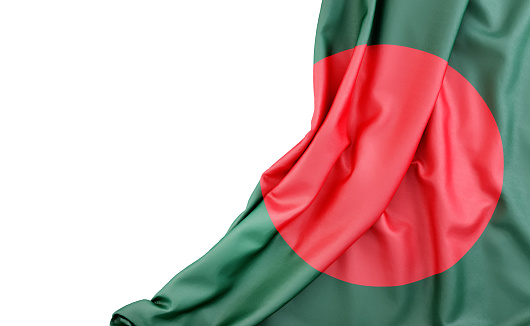 Flag of Bangladesh with empty space on the left. Isolated. 3D Rendering