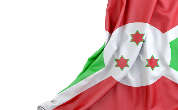 Flag of Burundi with empty space on the left. Isolated. 3D Rendering