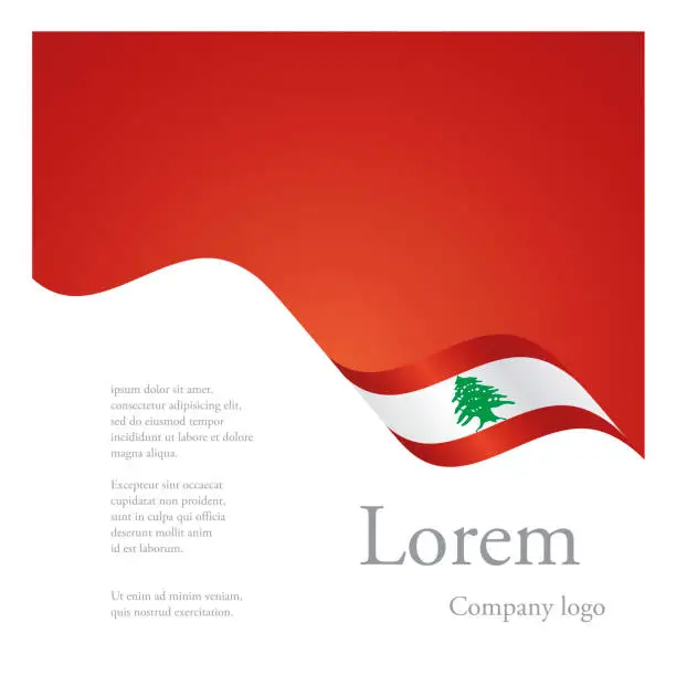 Vector illustration of New brochure abstract design modular single pattern of wavy flag ribbon of Lebanon