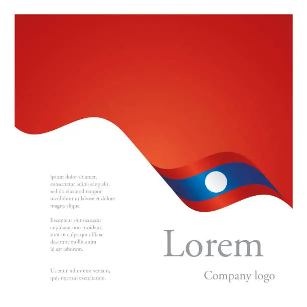 Vector illustration of New brochure abstract design modular single pattern of wavy flag ribbon of Laos