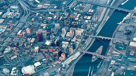Luchtfoto van Mississippi in Minneapolis