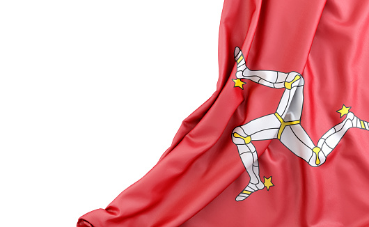 Flag of Isle of Man with empty space on the left. Isolated. 3D Rendering