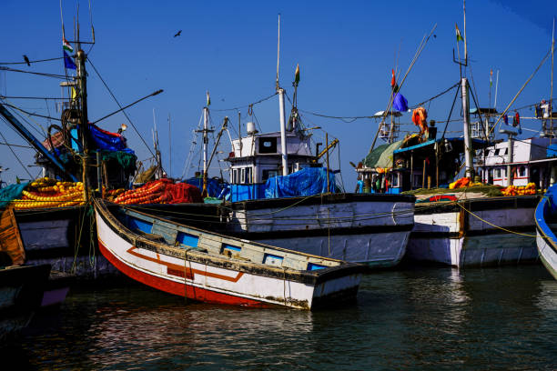 istock Small fisher shipsanchored on coast in Kerala (or Karnataka or Goa) 2100058842