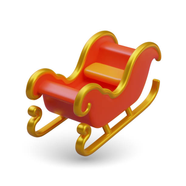 istock Side view on empty Santa sleighs for presents. Santa is coming to town 2100063653