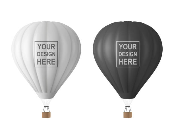 istock Vector 3d Realistic White and Black Hot Air Balloon Icon Set, Isolated. Vector Illustration of an Inflatable Aircraft for Travel, Flight Adventure, Front View. Hot Air Balloons in Different Colors 2100068879