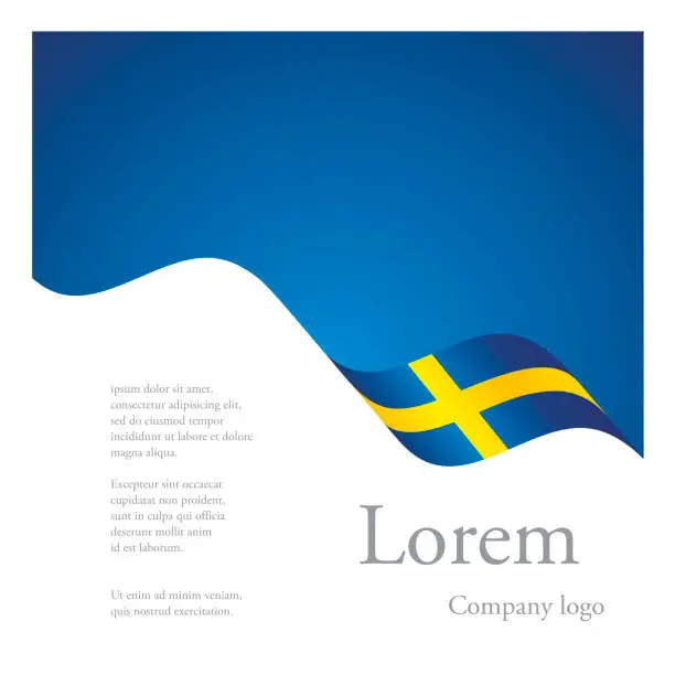 Vector illustration of New brochure abstract design modular single pattern of wavy flag ribbon of Sweden
