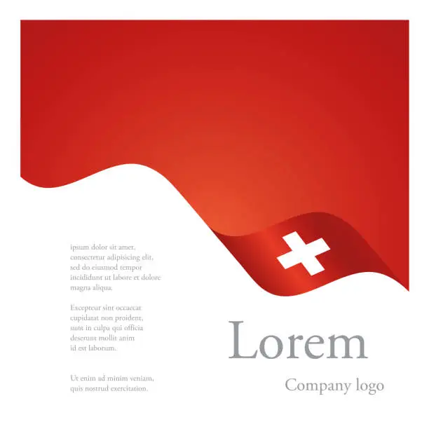 Vector illustration of New brochure abstract design modular single pattern of wavy flag ribbon of Switzerland