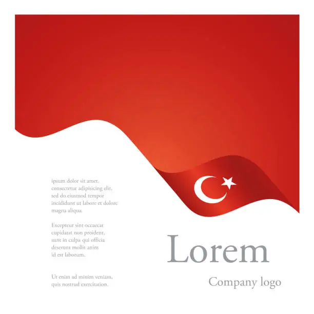 Vector illustration of New brochure abstract design modular single pattern of wavy flag ribbon of Türkiye