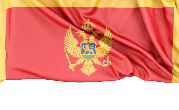 istock Flag of Montenegro isolated on white background with copy space below. 3D rendering 2100100009