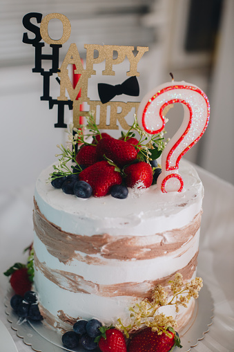 30th birthday cake stock photo