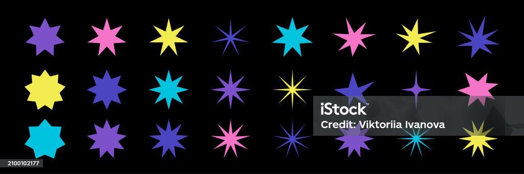 Simple Sparky Shape Colorful Sharp Shapes Collection Bright Irregular Sparks And Twinkles ...