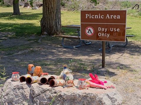 Mexican souvenirs for sale at the picnic area along the Rio Grande river in Big Bend national park.