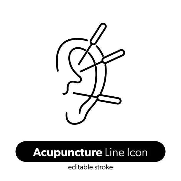 Vector illustration of Acupuncture Line Icon. Editable Stroke Vector Icon.