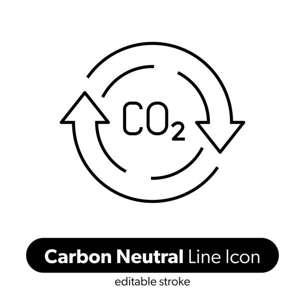 Vector illustration of Carbon Neutral Line Icon. Editable Stroke Vector Icon.