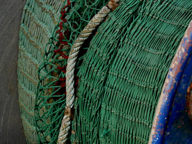 fishing net rolled up on a winch