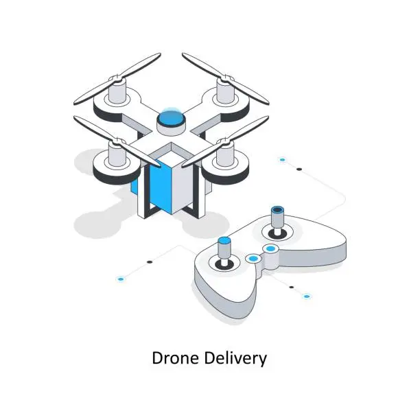 Vector illustration of Drone Delivery isometric stock illustration. Eps 10 File stock illustration.