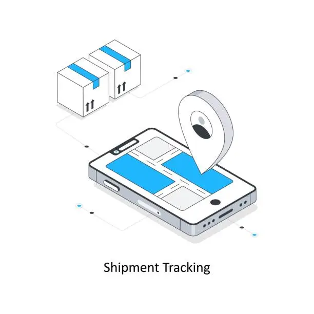 Vector illustration of Shipment Tracking isometric stock illustration. Eps 10 File stock illustration.