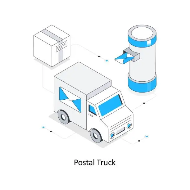 Vector illustration of Postal Truck isometric stock illustration. Eps 10 File stock illustration.