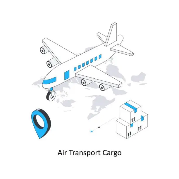 Vector illustration of Air Transport Cargo isometric stock illustration. Eps 10 File stock illustration.