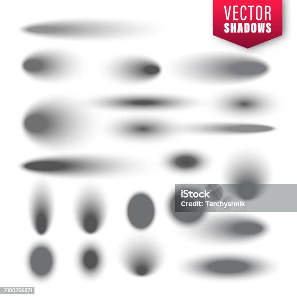 Basic Shadow Effects Realistic Shadow Effect Round Shadows Collection Isolated On White ...