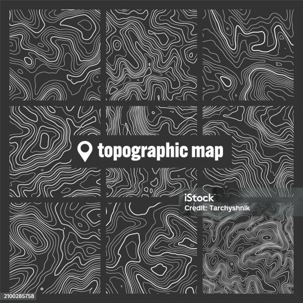 Topographic Screen Topographic Map With Contour Lines Geographic Terrain Grid Relief ...