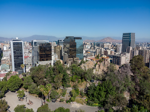 Aerial view of Santiago de Chile downtown