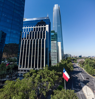 Aerial view of Sanhattan, Santiago de Chile Financial District