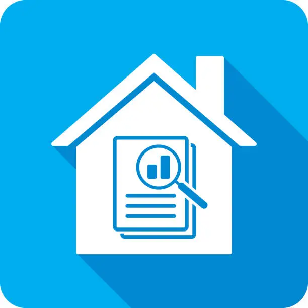 Vector illustration of House Magnifying Glass Document Icon Silhouette