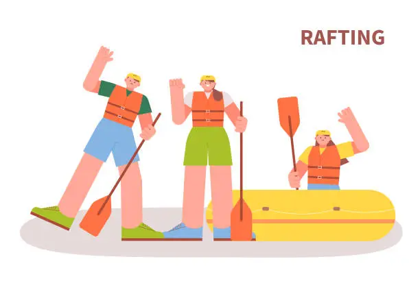 Vector illustration of rafting