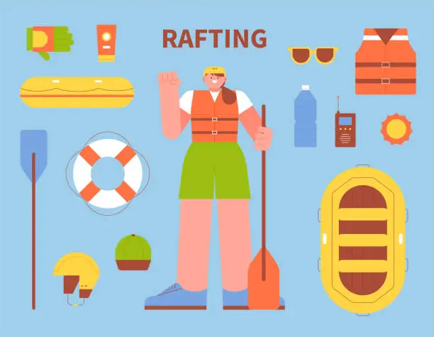 Vector illustration of rafting