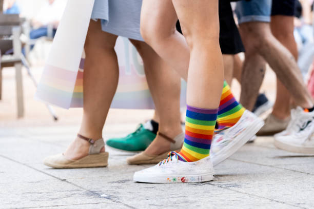 istock pride flag detail on socks 2100422698