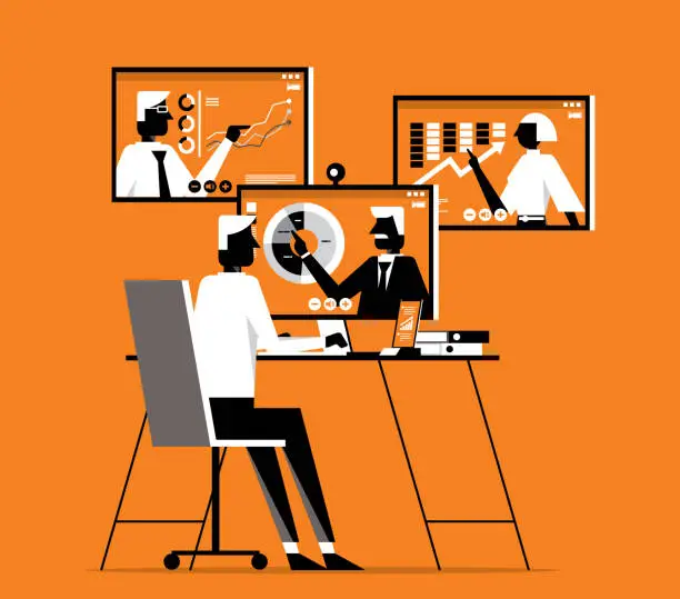 Vector illustration of Conference call - Businessman