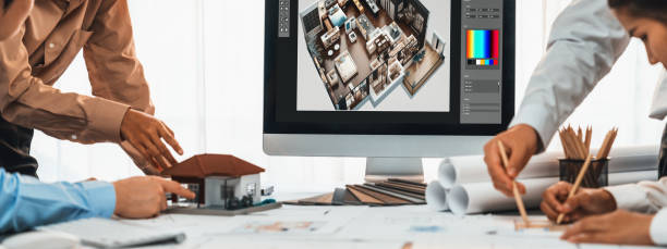 istock Group of interior architect designer discussing together with software. Insight 2100533867
