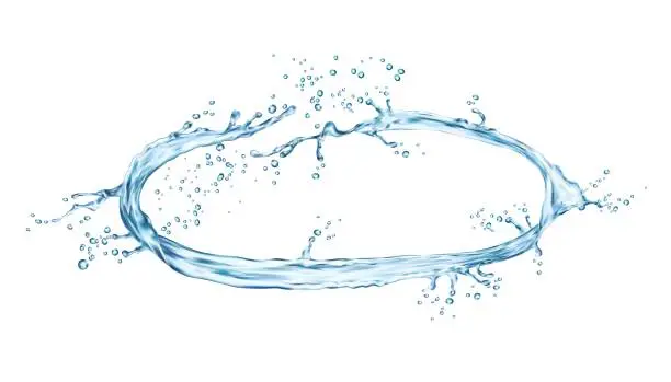 Vector illustration of Long wave water splash, circular liquid shape