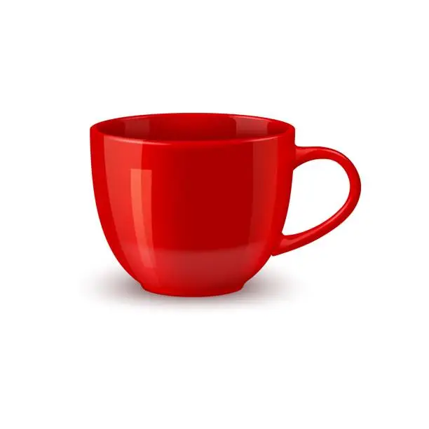 Vector illustration of Red ceramic coffee mug and tea cup mockup design