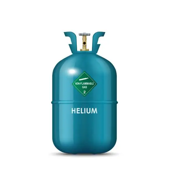 Vector illustration of Realistic helium gas metal cylinder, vector tank