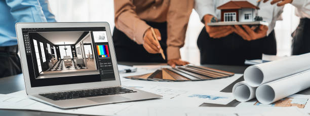 istock Group of interior architect designer discussing together with software. Insight 2100546275