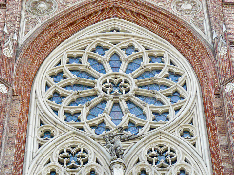 Detail of the stained glass windows of the La Plata cathedral