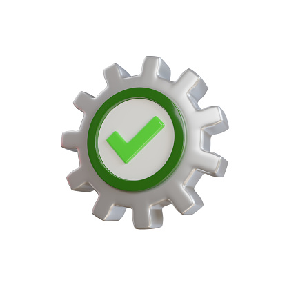 Verified Configuration 3D Icon. Setting Done 3D Icon