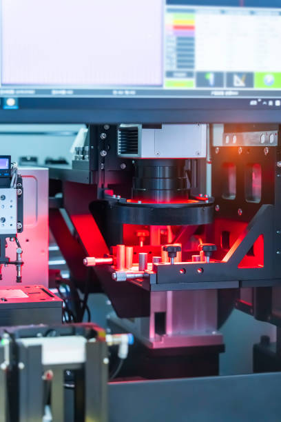 istock smart robot in manufacturing industry for industry 4.0 and technology concept. Robotic vision sensor camera system. 2100670117