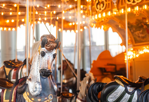 Close up of Carousel in DUMBO Brooklyn