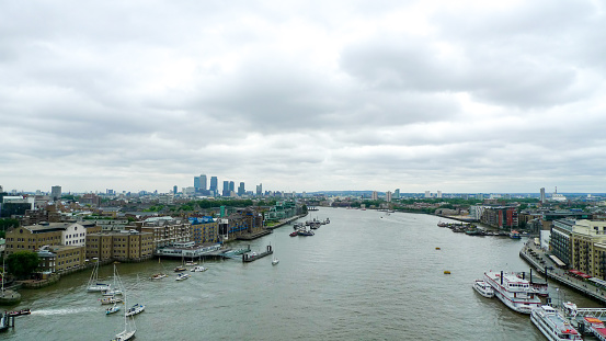A grey overcast day, typical of london looking over it's famous river
