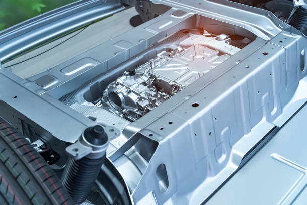 istock electric system of eco car front engine Automotive part concept 2100737208