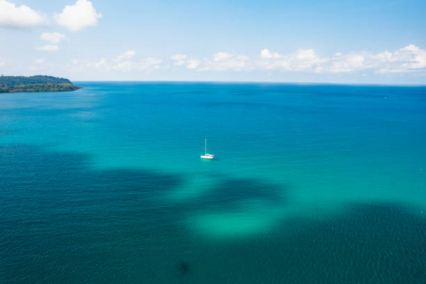 Clear blue sea on the island from above,kohkood