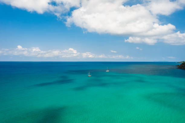 Clear blue sea on the island from above,kohkood