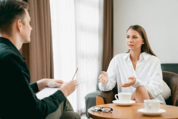 istock Psychological consultation gaining improvement on mental problem. Unveiling 2100801497