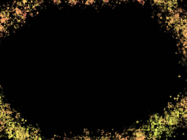 White paint painted carelessly around the black paper card. \nAbstract background with white grain effect. Inside empty surface for text. It seems like carelessly scattered flour.\nBlack hole in the middle of black background. Original artwork with many imperfecctions transparency dots and rough structure.